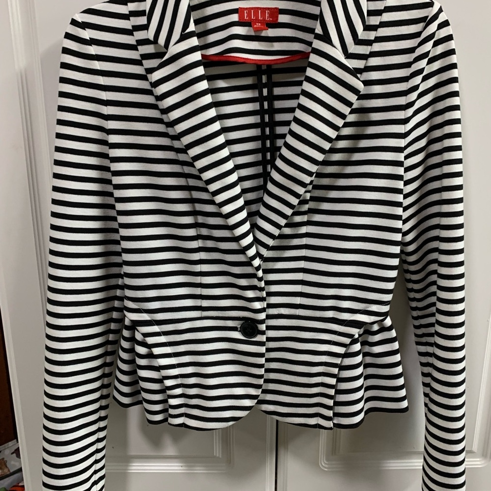 Elle Black and White Striped Women's Jacket